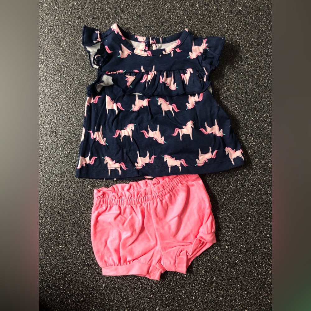 Carters Baby Girls' 2pc Unicorn Print Top and Bottom - 3m